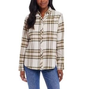 Weatherproof Vintage Flannel Shirt Womens Large Green Plaid NWT